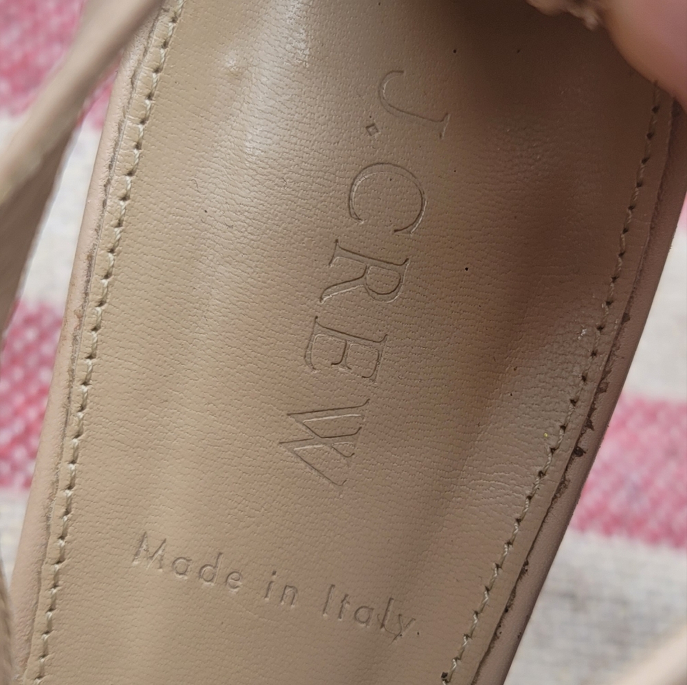 J. Crew blush nude cross strap Heeled sandals strappy leather high heels - Picture 3 of 8